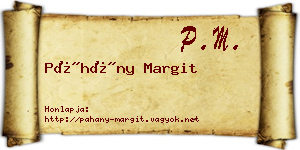 Páhány Margit névjegykártya